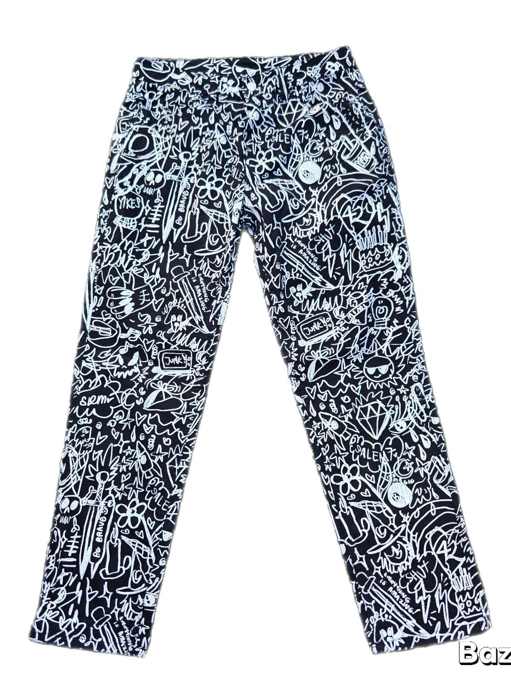 Salem7 Scrible Black Denim Jeans